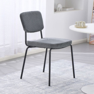 Set di 4 Sedie Juno in tessuto colore grigio scuro e struttura in metallo nero set 4 pezzi
