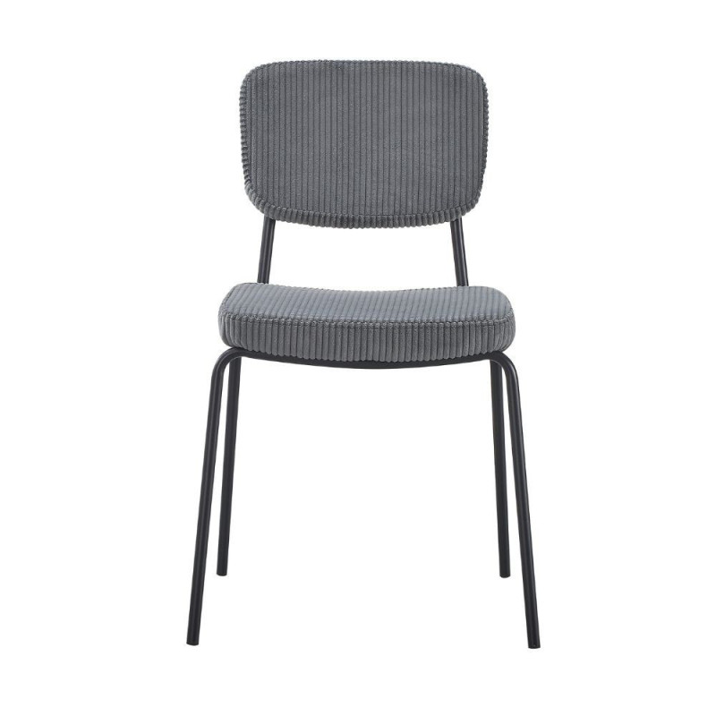 Set di 4 Sedie Juno in tessuto colore grigio scuro e struttura in metallo nero set 4 pezzi