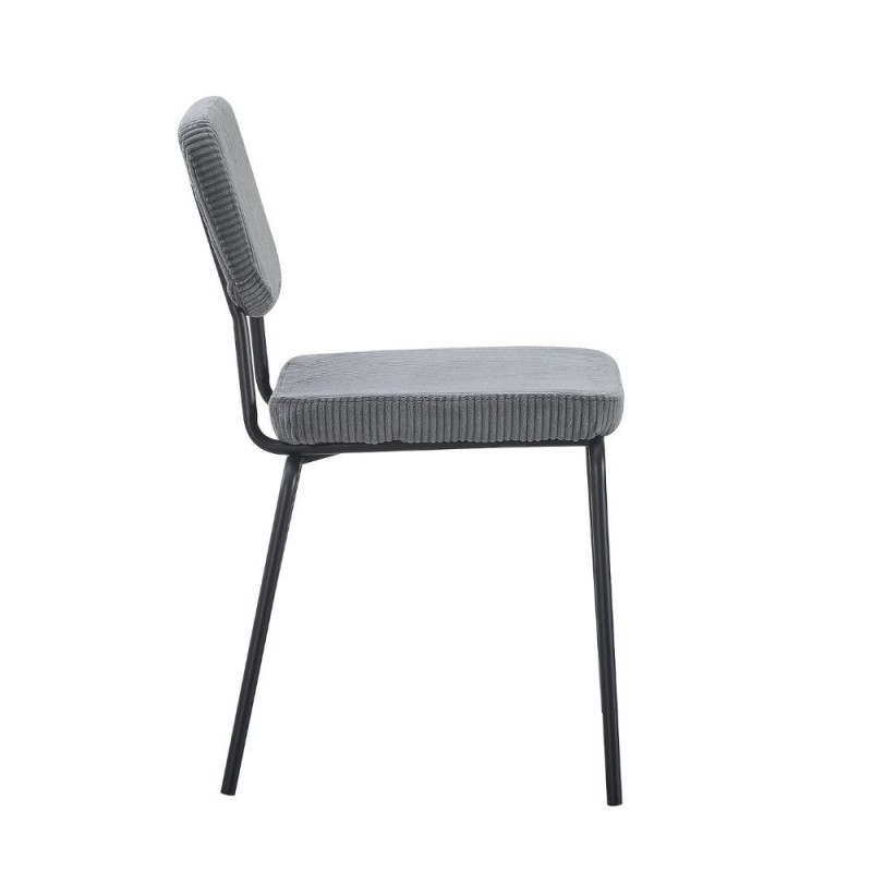 Set di 4 Sedie Juno in tessuto colore grigio scuro e struttura in metallo nero set 4 pezzi