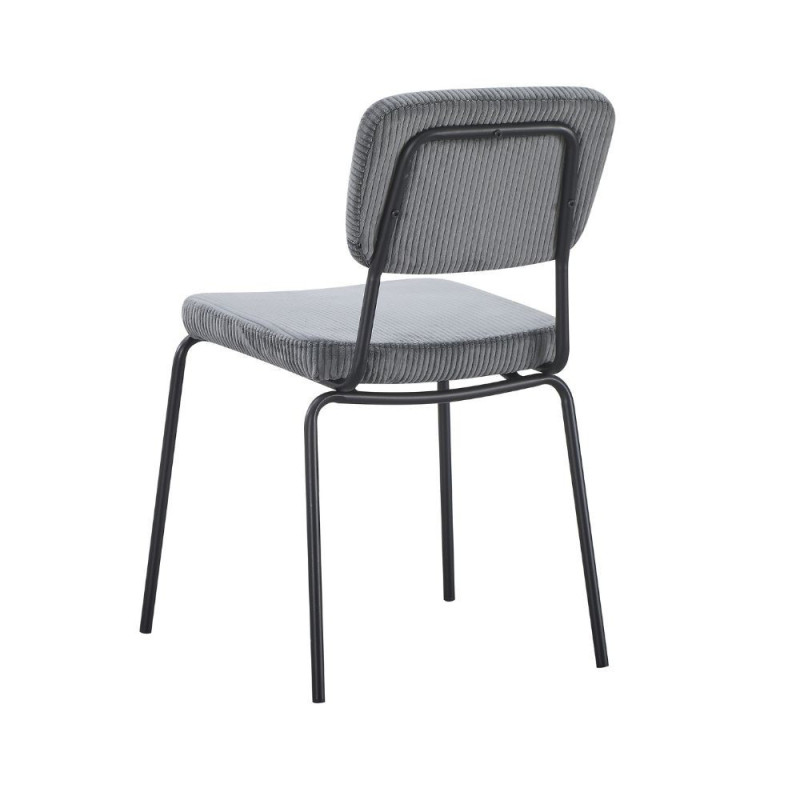 Set di 4 Sedie Juno in tessuto colore grigio scuro e struttura in metallo nero set 4 pezzi