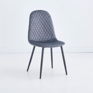 Sedia imbottita Bretta in vellutino colore grigio e gambe nere set 4 pezzi