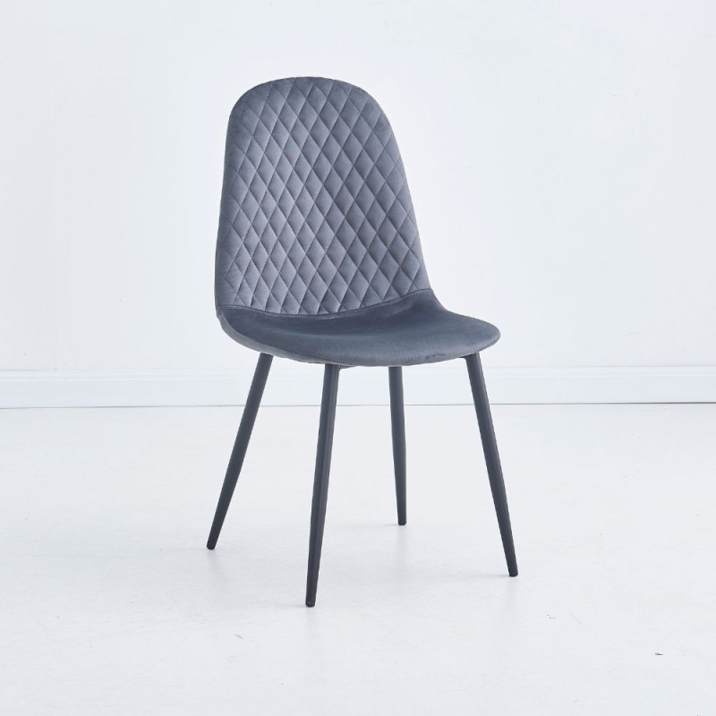 Sedia imbottita Bretta in vellutino colore grigio e gambe nere set 4 pezzi