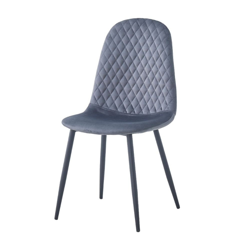 Sedia imbottita Bretta in vellutino colore grigio e gambe nere set 4 pezzi