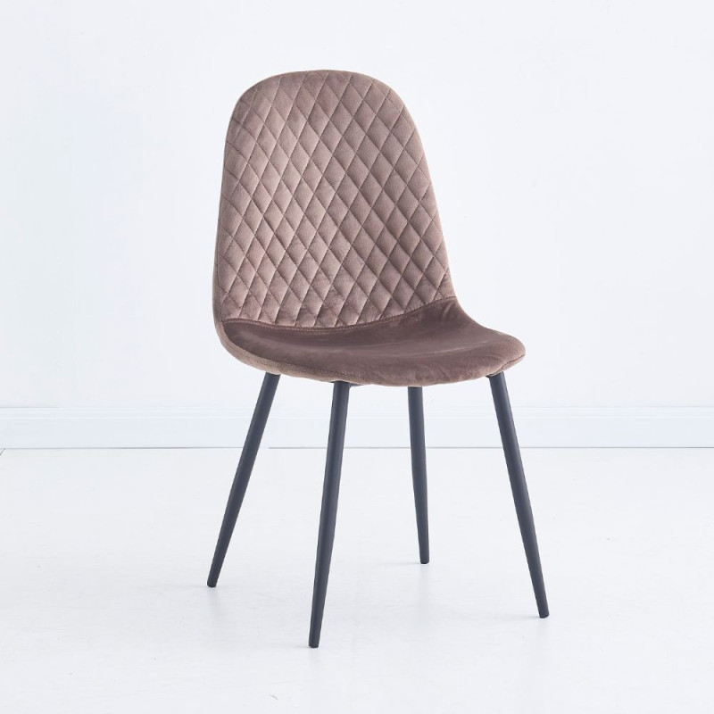 Sedia imbottita Bretta in vellutino colore taupe e gambe nere set 4 pezzi