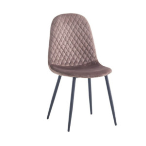 Zoom Sedia imbottita Bretta in vellutino colore taupe e gambe nere set 4 pezzi