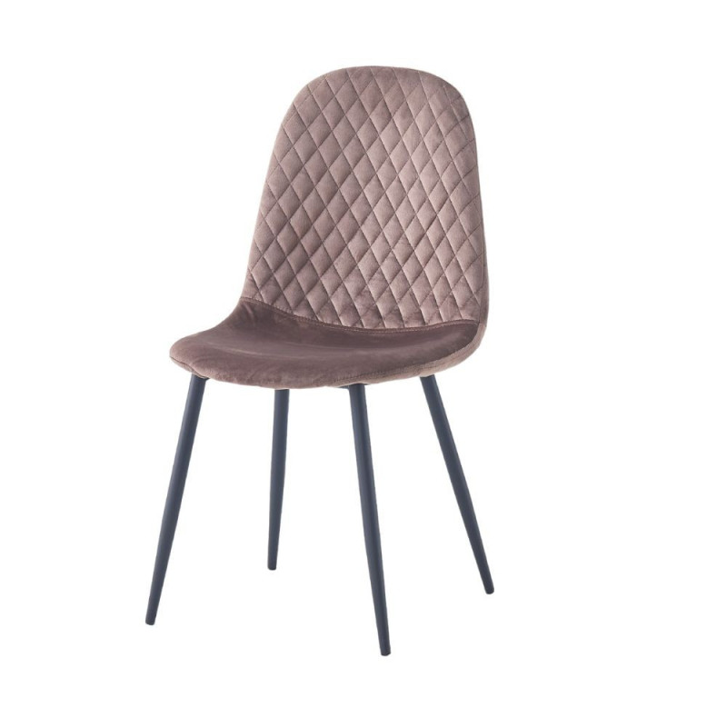 Sedia imbottita Bretta in vellutino colore taupe e gambe nere set 4 pezzi