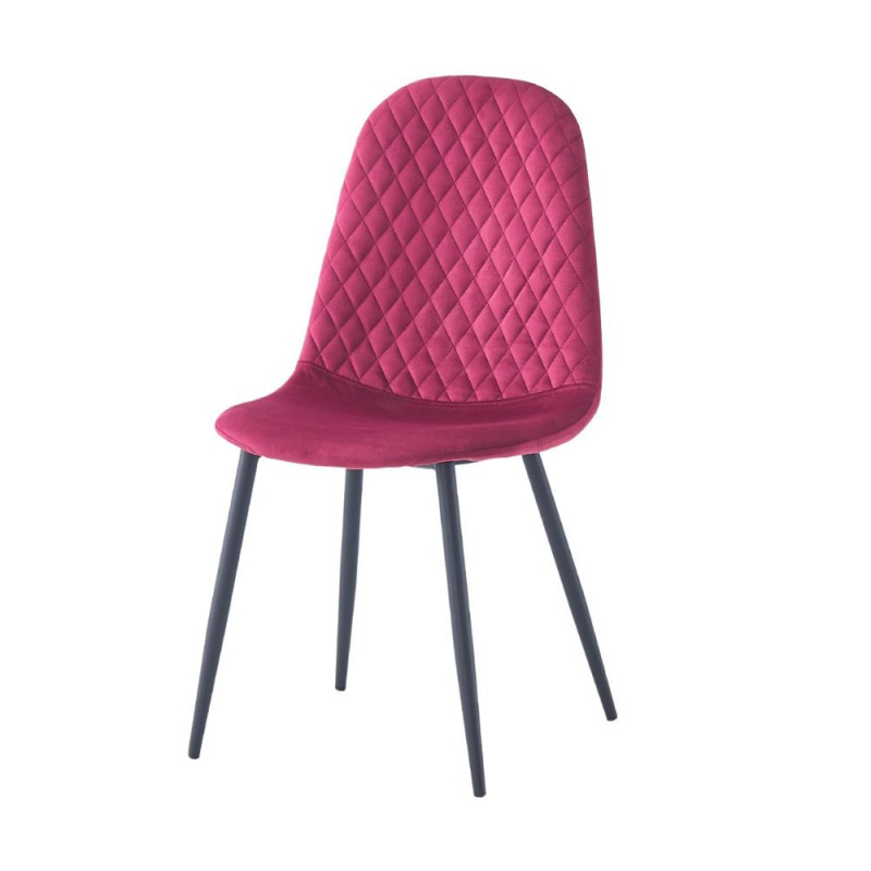 Sedia imbottita Bretta in vellutino colore rosso e gambe nere set 4 pezzi