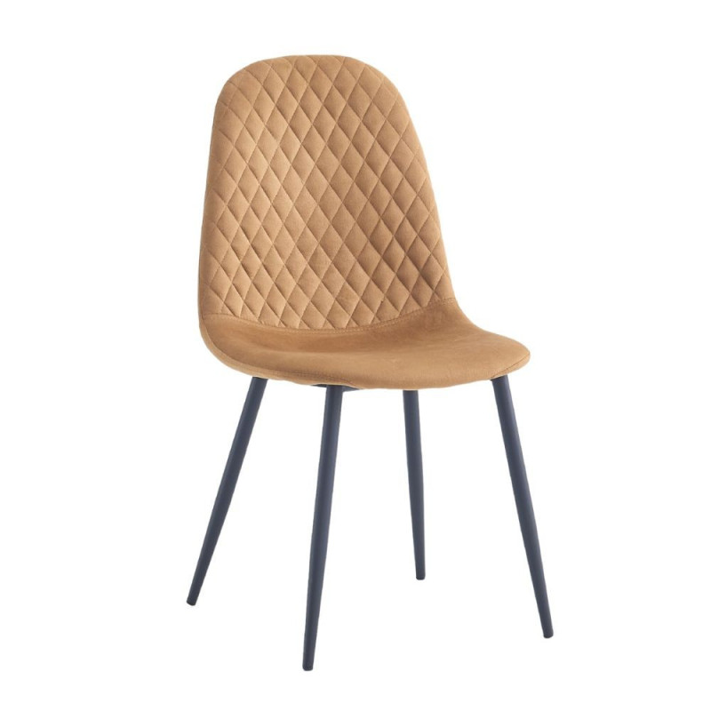 Sedia imbottita Bretta in vellutino colore mostarda e gambe nere set 4 pezzi