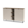 Credenza Mirage08 con 2 ante con motivo geometrico e ripiani a giorno colore cashmere e rovere