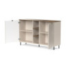 Credenza Mirage08 con 2 ante con motivo geometrico e ripiani a giorno colore cashmere e rovere