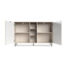 Credenza Mirage08 con 2 ante con motivo geometrico e ripiani a giorno colore cashmere e rovere