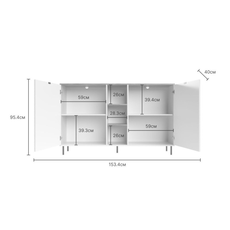 Credenza Mirage08 con 2 ante con motivo geometrico e ripiani a giorno colore cashmere e rovere