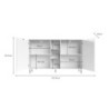 Credenza Mirage08 con 2 ante con motivo geometrico e ripiani a giorno colore cashmere e rovere