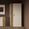 Armadio Frezo08 2 ante battenti con dettaglio a listelli verticali colore cashmere e rovere evoque