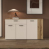 Credenza Frezo03 con 4 ante con dettaglio a listelli verticali e 1 cassetto colore cashmere e rovere evoque