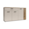 Credenza Frezo03 con 4 ante con dettaglio a listelli verticali e 1 cassetto colore cashmere e rovere evoque