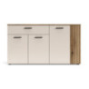 Credenza Frezo03 con 4 ante con dettaglio a listelli verticali e 1 cassetto colore cashmere e rovere evoque