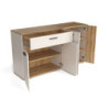 Credenza Frezo03 con 4 ante con dettaglio a listelli verticali e 1 cassetto colore cashmere e rovere evoque