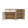 Credenza Frezo03 con 4 ante con dettaglio a listelli verticali e 1 cassetto colore cashmere e rovere evoque