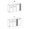 Credenza Frezo03 con 4 ante con dettaglio a listelli verticali e 1 cassetto colore cashmere e rovere evoque