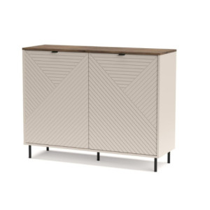 Zoom Credenza Mirage01 con 2 ante cashmere con motivo geometrico e top rovere