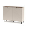 Credenza Mirage01 con 2 ante cashmere con motivo geometrico e top rovere