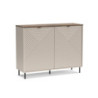 Credenza Mirage01 con 2 ante cashmere con motivo geometrico e top rovere
