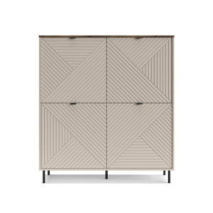 Zoom Credenza Mirage02 con 4 ante con motivo geometrico cashmere e top rovere