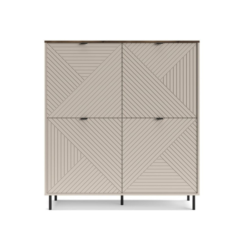 Credenza Mirage02 con 4 ante con motivo geometrico cashmere e top rovere