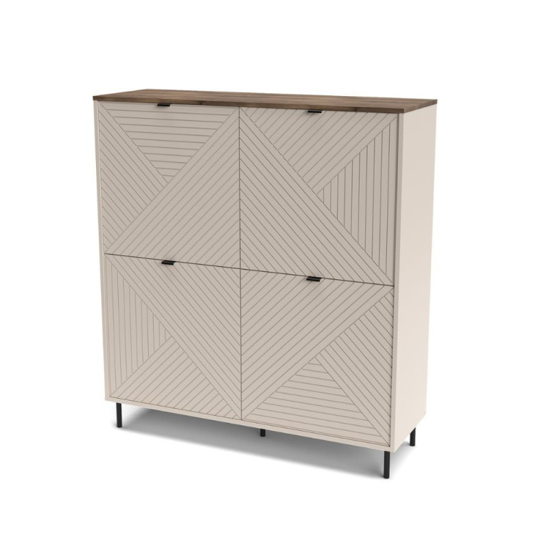 Credenza Mirage02 con 4 ante con motivo geometrico cashmere e top rovere