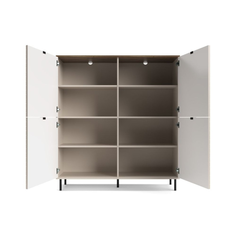 Credenza Mirage02 con 4 ante con motivo geometrico cashmere e top rovere