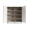 Credenza Mirage02 con 4 ante con motivo geometrico cashmere e top rovere