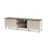 Mobile porta tv Mirage03 2 ante con motivo geometrico e nicchie a giorno cashmere e top rovere