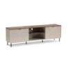 Mobile porta tv Mirage03 2 ante con motivo geometrico e nicchie a giorno cashmere e top rovere
