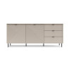 Credenza Mirage09 con 2 ante con motivo geometrico e 3 cassetti colore cashmere e top rovere