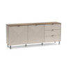 Credenza Mirage09 con 2 ante con motivo geometrico e 3 cassetti colore cashmere e top rovere
