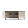 Credenza Mirage09 con 2 ante con motivo geometrico e 3 cassetti colore cashmere e top rovere
