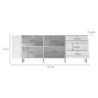 Credenza Mirage09 con 2 ante con motivo geometrico e 3 cassetti colore cashmere e top rovere