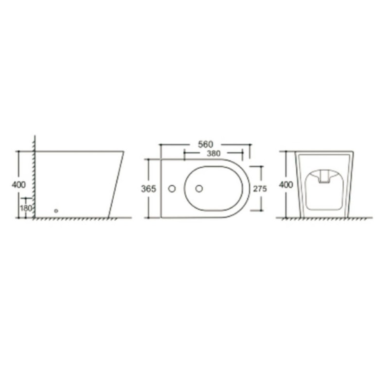 Bidet a pavimento YJ-1380FMB nero opaco smaltato 36.5x56x40 cm.