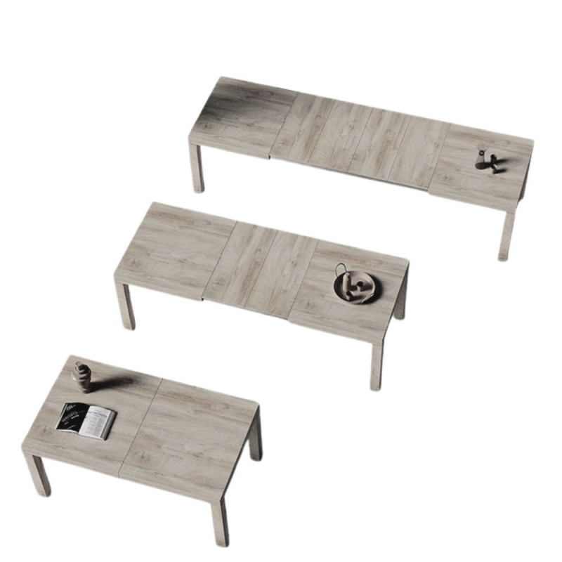 Tavolo Imab Piana T08 in larice grigio con 4 allunghe 160x90x74.6 H cm.