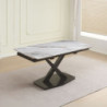 Tavolo Moritz con piano in ceramica effetto marmo bianco M325 lucido e gambe in metallo nero