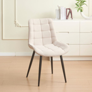 Sedia Mika con seduta in tessuto KSR 2 beige e struttura in metallo nero set 4 pezzi
