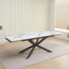 Tavolo allungabile Roxane con piano in ceramica effetto marmo bianco M346 lucido e gambe in metallo nero