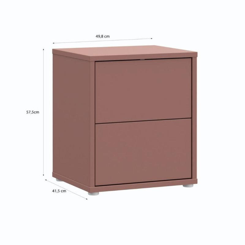 Comodino Medea 2 cassetti in colore terracotta