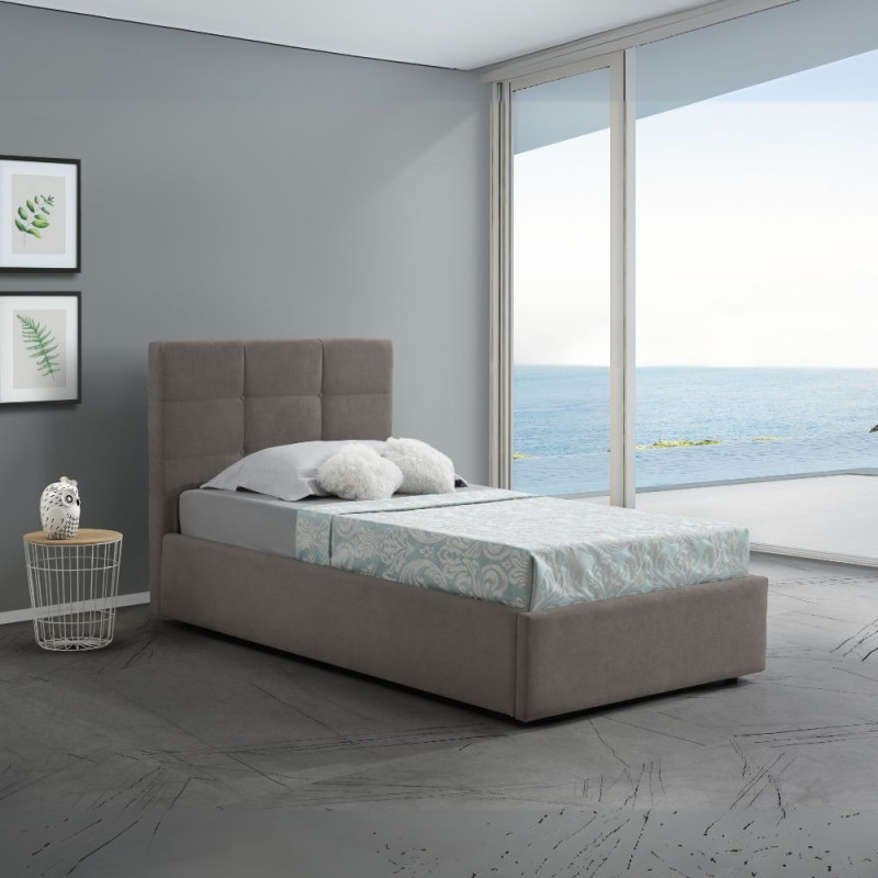 Letto singolo con contenitore Napoli tortora Soro 91