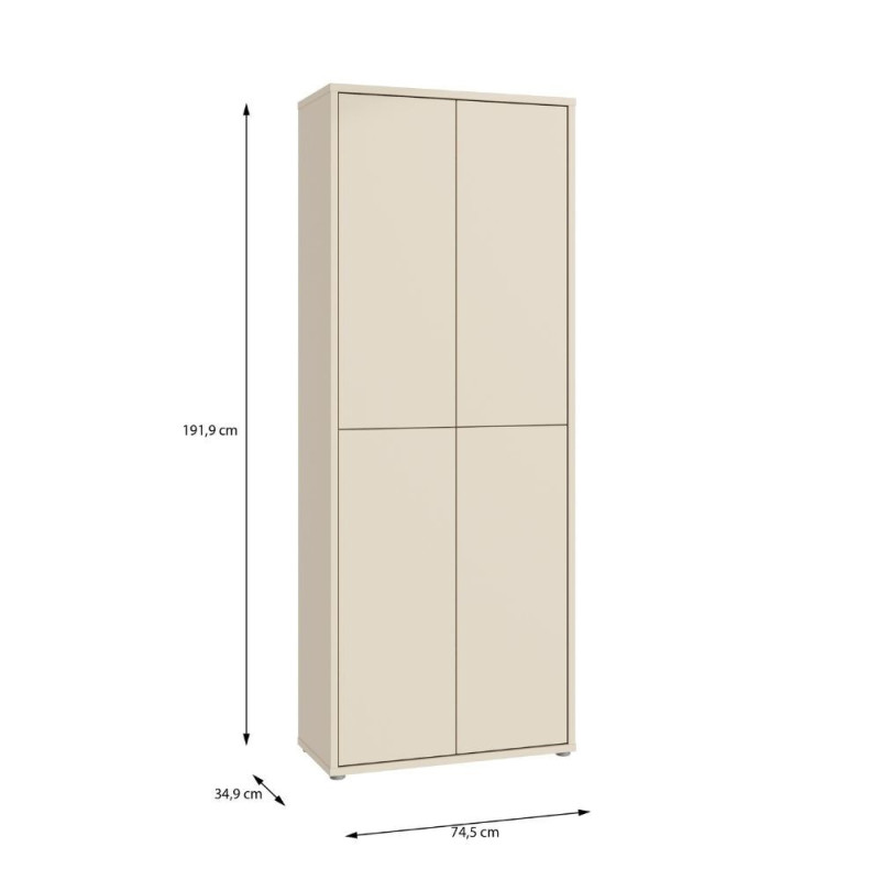 Mobile multiuso Medea 4 ante colore cashmere 74.5x34.9xH 191.9 cm.