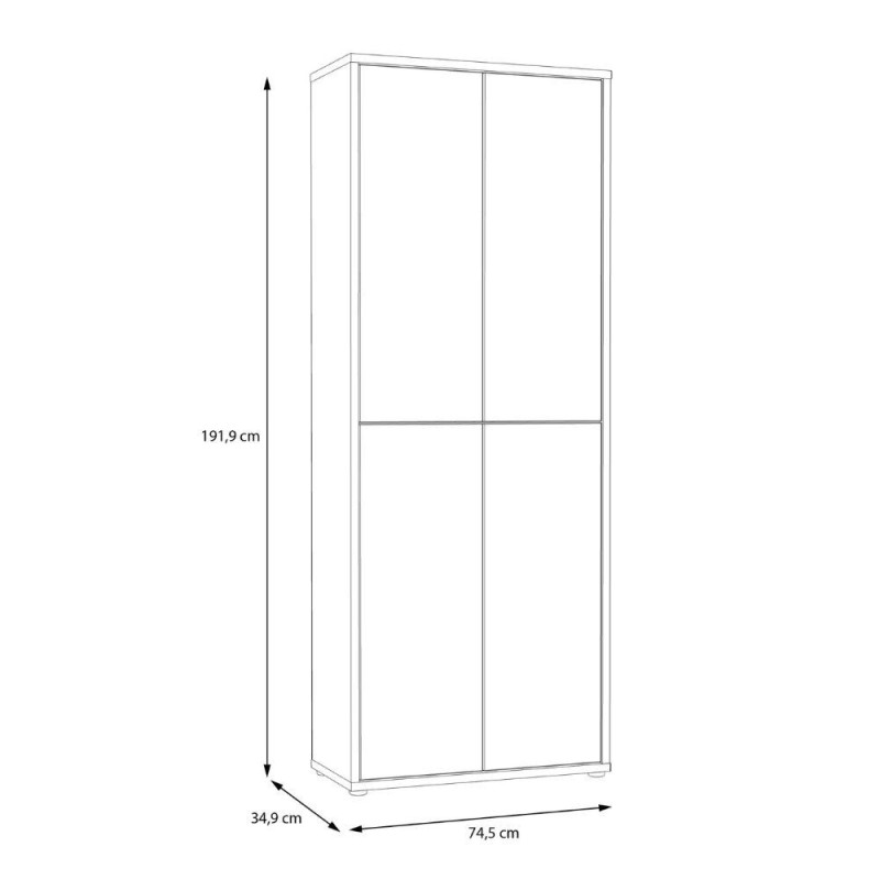 Mobile multiuso Medea 4 ante colore rovere 74.5x34.9xH191.9 cm.