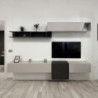 Parete attrezzata Glamour sospesa in cashmere e lava 262x30x200H cm.