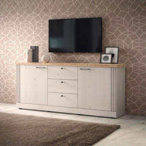 Zoom Madia Winchester 2 ante e 3 cassetti colore rovere meringa e cadiz