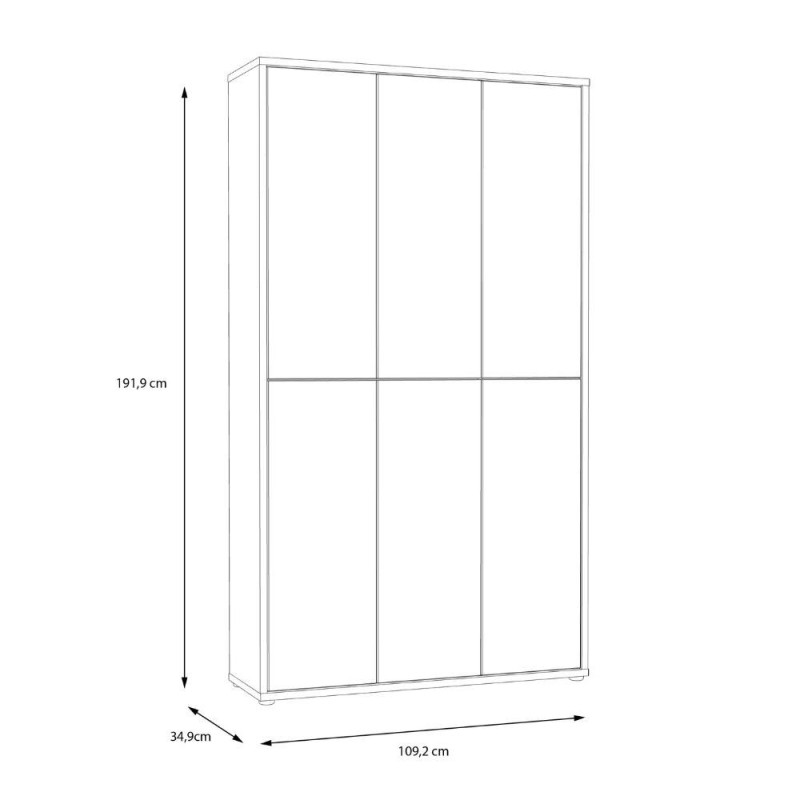 Armadio multiuso Medea 6 ante colore grigio chiaro 109.2x34.9xH191.9 cm.